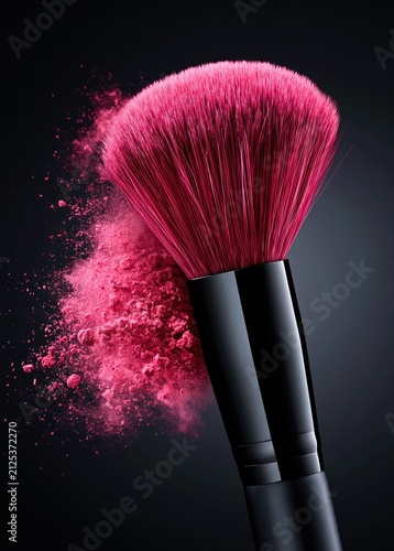 Pink blush explosion from cosmetic application brush