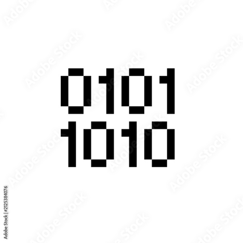 Pixel Art Binary Code Icon Representing Digital Data and Programming Language