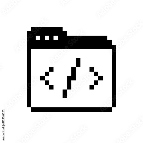Pixel Art Code Repository Folder Icon Representing Software Storage and Project Development