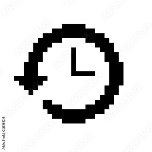 Pixel Art Version Control History Clock Icon Representing Rollback and Time Tracking