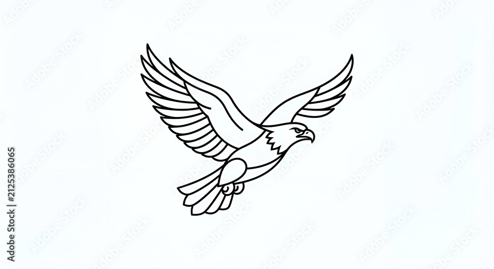Obraz premium Eagle soaring in flight with wings spread wide. Majestic bird of prey gliding against clear sky for wildlife and nature projects.