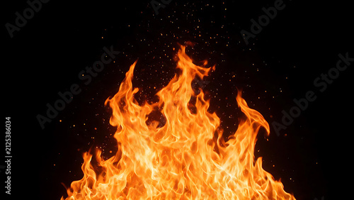 Orange Fire Flames with Sparks