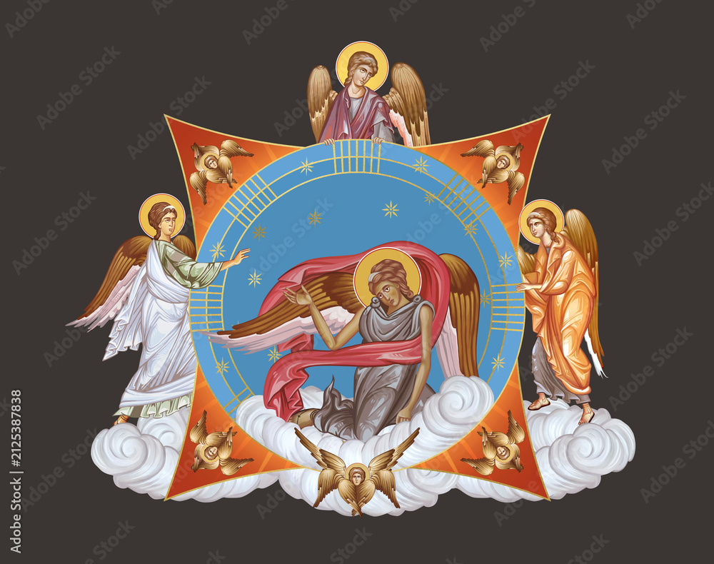 Fototapeta premium Divine Harmony of Winged Seraphim in Sacred Light
