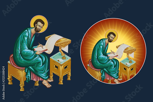 Mark the Apostle. Illustration - fresco set in Byzantine style
