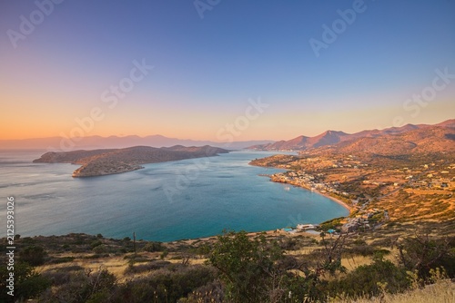 Cuadro en lienzo Summer early morning with a panoramic view of Mirabello Bay and the famous island of Spinalonga on the island of Crete