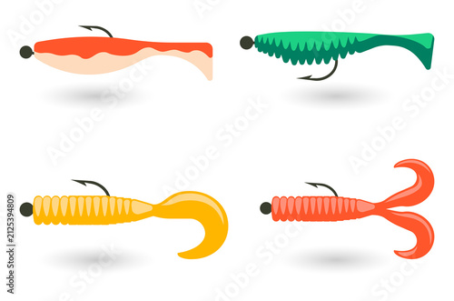 Quadro su tela Colorful fishing lures for recreational angling on transparent background