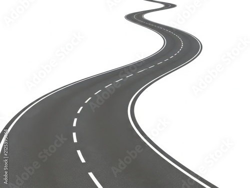 A long winding asphalt road stretching into the distance curve way