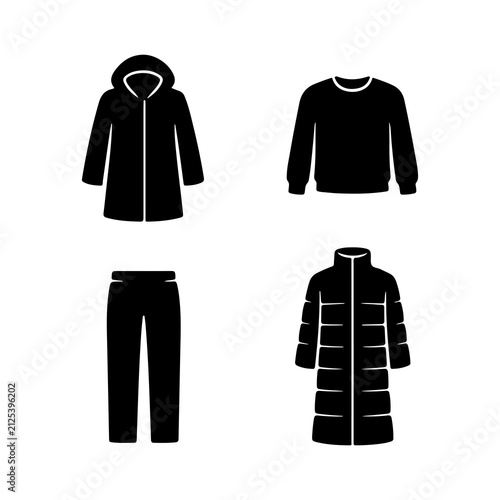 Premium Winter Clothing & Cold Weather Apparel Silhouette Icon Collection