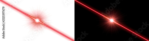 Картината върху платно Red laser beam streaking diagonally with a bright sparkling burst of PNG, Transp