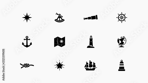 Foto Classic black navigation with presents minimalist collection nine high contrast