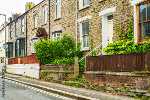 A row of residential terraced houses in Newquay in Cornwall, UK