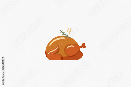 Vector illustration of a golden roast turkey dinner with thanksgiving, celebration