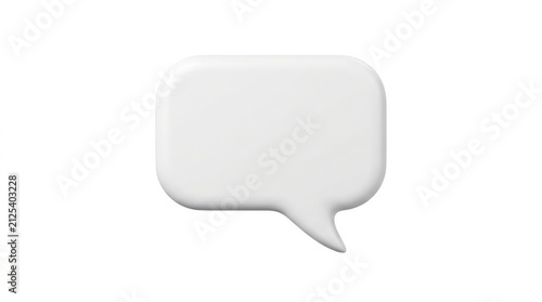 A single white 3d speech bubble icon for communication and messaging apps isolated on a plain clean white background isolated on white background