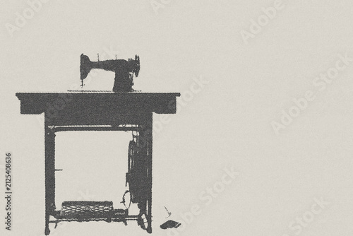 old half tone poster of vintage sewing machine