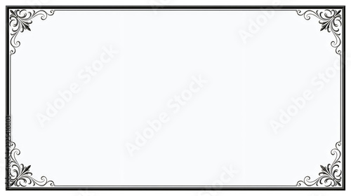 Decorative vintage frame with floral corners isolated on white background