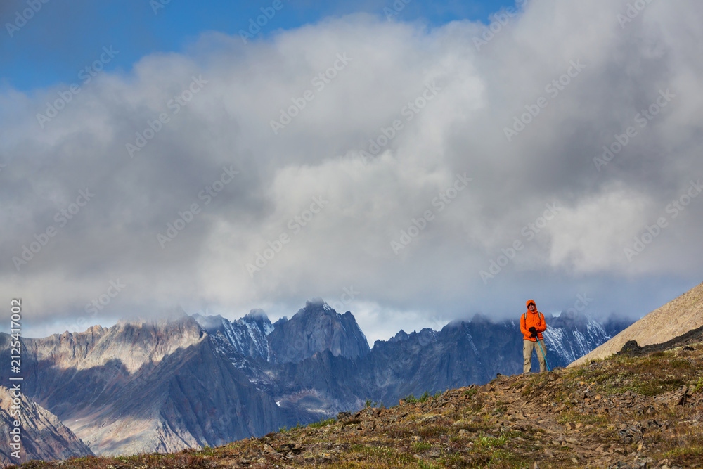 Fototapeta premium Hike in polar tundra