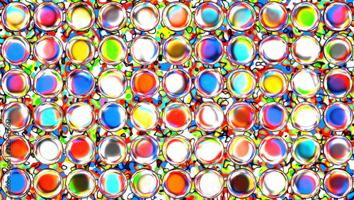 Colorful Glossy Glass Bubble Grid on Vibrant Abstract Background