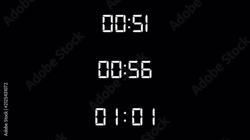 Count Up Timer Animation Set on Transparent Background, 10 Minute, 11 Minute and 12 Minute Digital Timer Collection, Ten Minute, Eleven Minute and Twelve Minute Count Up, 4K Alpha Channel