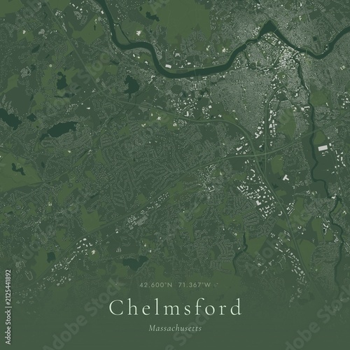 Sage Green Map of Chelmsford, United States | Modern Scandinavian Wall Art