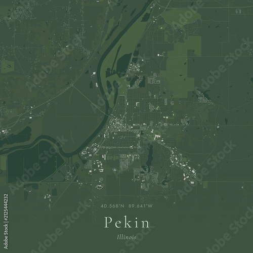 Sage Green Map of Pekin, United States | Modern Scandinavian Wall Art