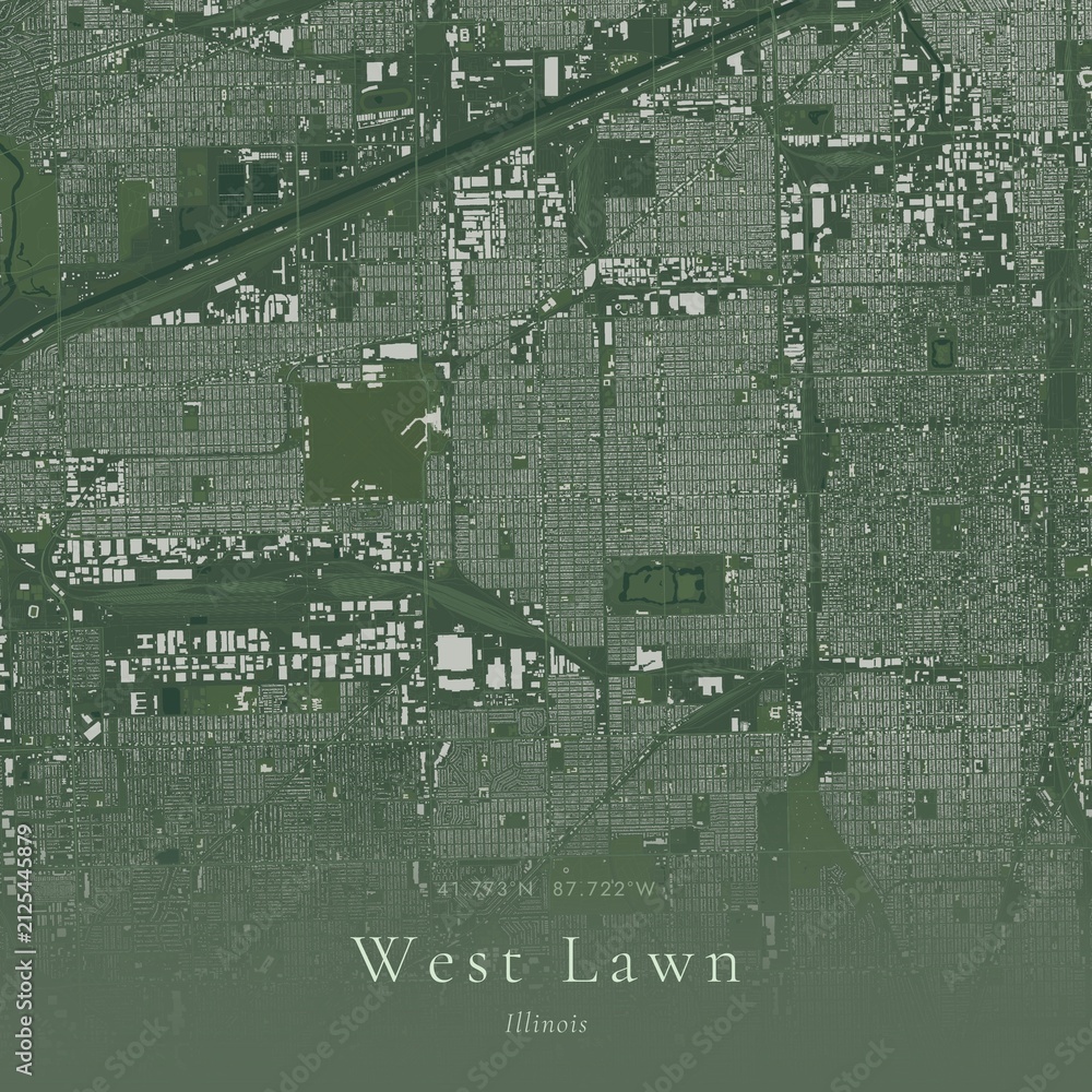 Obraz premium Sage Green Map of West Lawn, United States | Modern Scandinavian Wall Art