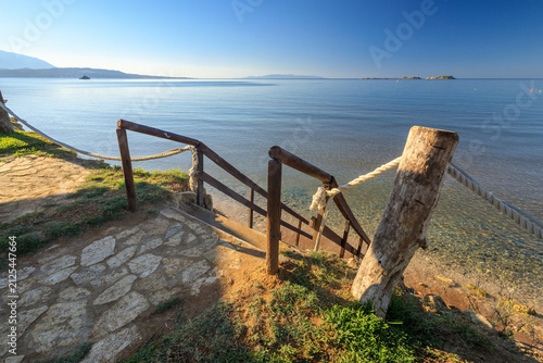 Beautiful sunrise on the Greek island of Kefalonia with a enter of Xi beach