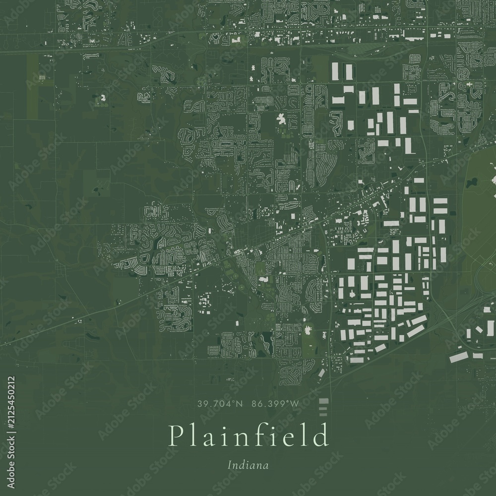 Obraz premium Sage Green Map of Plainfield, United States | Modern Scandinavian Wall Art