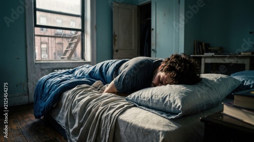 Depression And Exhaustion In A Bedroom Setting