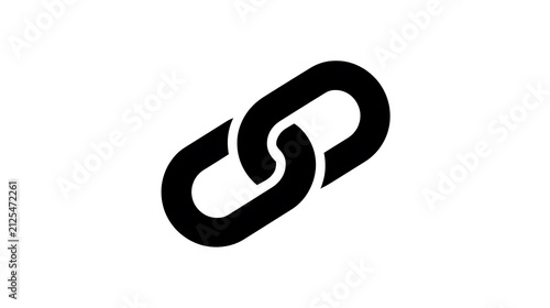 Obraz na płótnie A simple black icon of two interlocking chain links on a white background