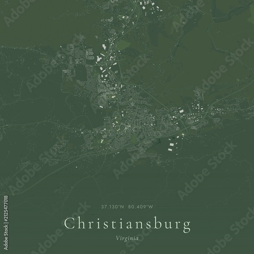 Obraz na płótnie Sage Green Map of Christiansburg, United States | Modern Scandinavian Wall Art