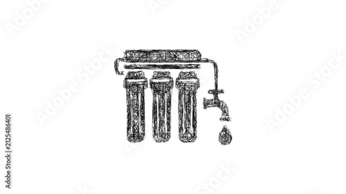 Sketch water filtration icon animation - smooth progressive reveal