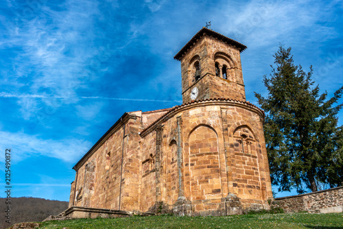 Принти на полотні Semicircular apse and bell tower of Iglesia de Santa Columba, a 12th century Rom