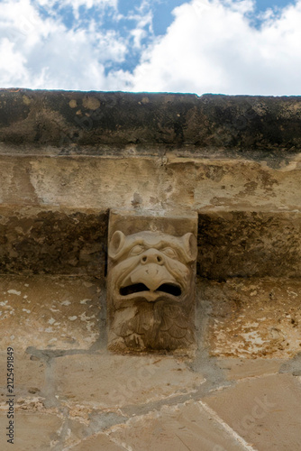 Photography Transition Romanesque-Gothic carved stone corbel depicting a monstrous hybrid he