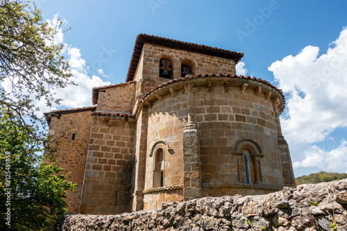 Картината върху платно Exterior view of the Romanesque apse and bell tower of the Church of San Andres,
