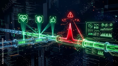 Abstract Digital Network Cyber Security Breach Concept