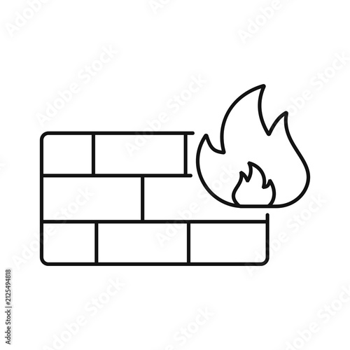 Firewall Threat Line Icon. Network Firewall Attack Outline Vector. Cyber Security Protection, Thin Line Symbol Isolated on White Background