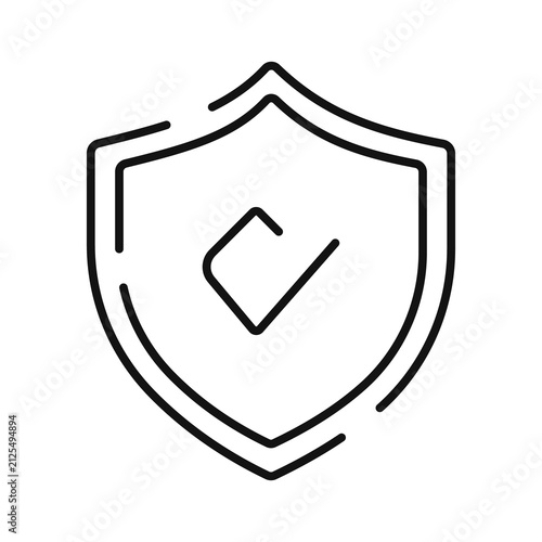 Verified Security Line Icon. Trusted Protection Shield Outline Vector. Secure Verification, Cyber Security, Thin Line Symbol Isolated on White Background