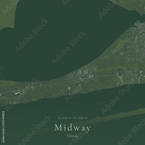 Sage Green Map of Midway, United States | Modern Scandinavian Wall Art