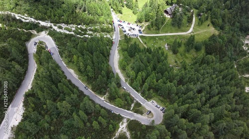 Aerial view of high alpine Vrsic pass in Julian Alps, Slovenia