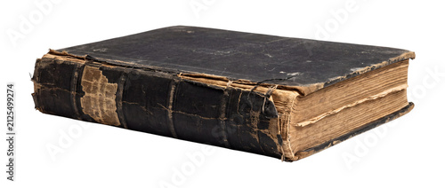фотографія Old leather bound book isolated on transparent background