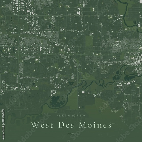 Sage Green Map of West Des Moines, United States | Modern Scandinavian Wall Art