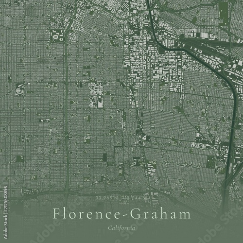 Sage Green Map of Florence-Graham, United States | Modern Scandinavian Wall Art