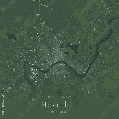 Sage Green Map of Haverhill, United States | Modern Scandinavian Wall Art