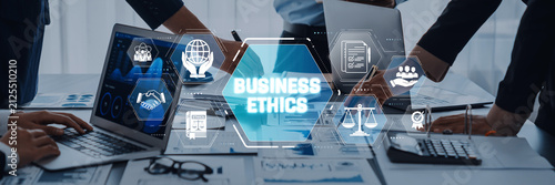 Obraz na plátně Collaborative Business Meeting Demonstrating Business Ethics Principles on a Mod