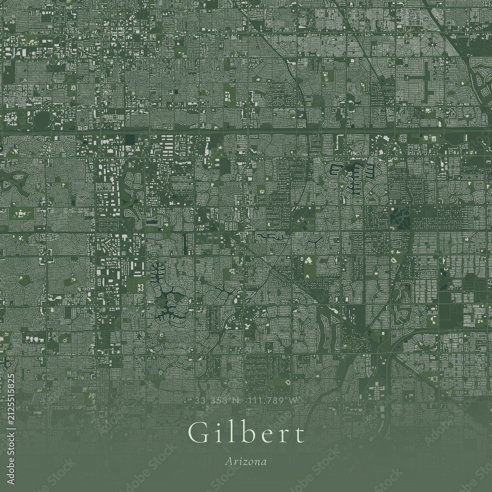 Obraz premium Sage Green Map of Gilbert, United States | Modern Scandinavian Wall Art