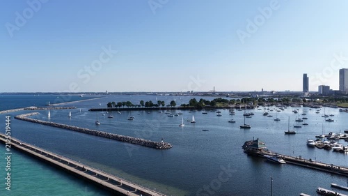  Aerial View of McKinley Marina and Veterans Park Breakwater in Milwaukee, Wisconsin” on August 3 2026 