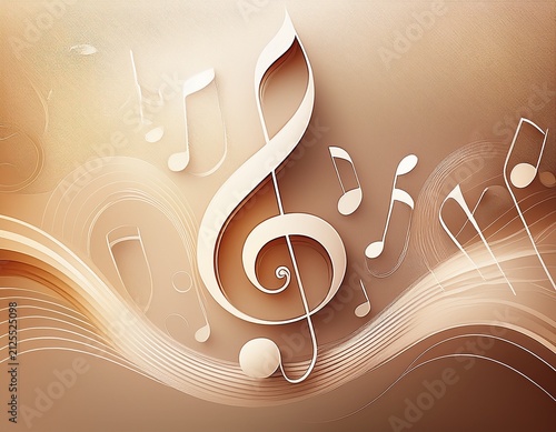 a clean modern background with a light beige to white gradient abstract minimalist music notes and treble clefs use for presentation slide show banner cover web card poster powerpoint
