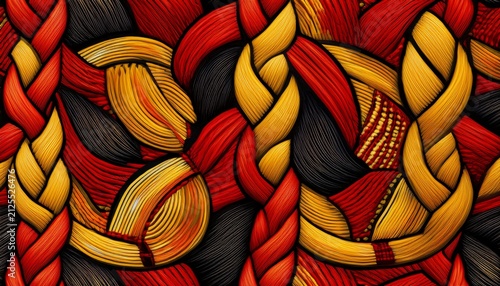aaboriginal colors rope braid texture red yellow black indigenous australia naidoc cultural handmade strength unity fiber background symbolism concept identity material seamless tile repeat pattern