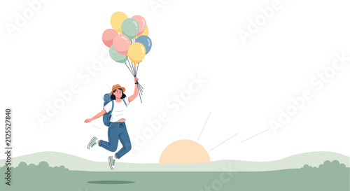 Young girl joyfully flying a colorful kite in a field.