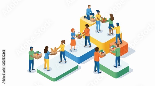 Community Support Isometric Illustration